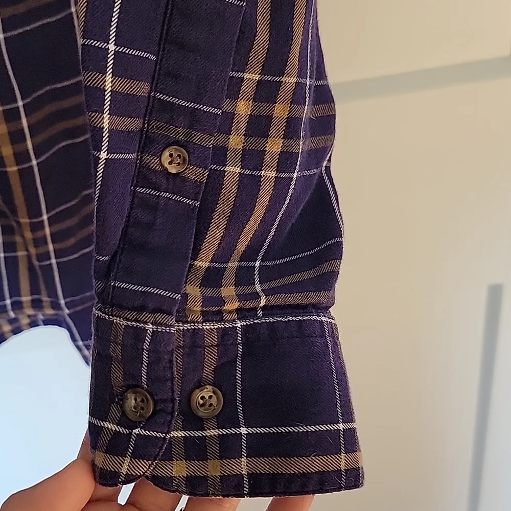 Banana Republic Purple and Gold Plaid Button Down